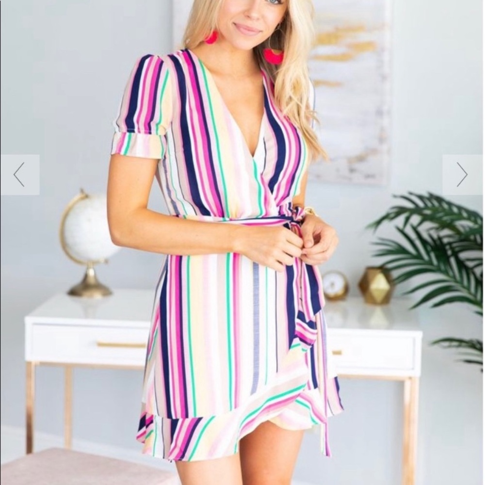 Striped wrap dress